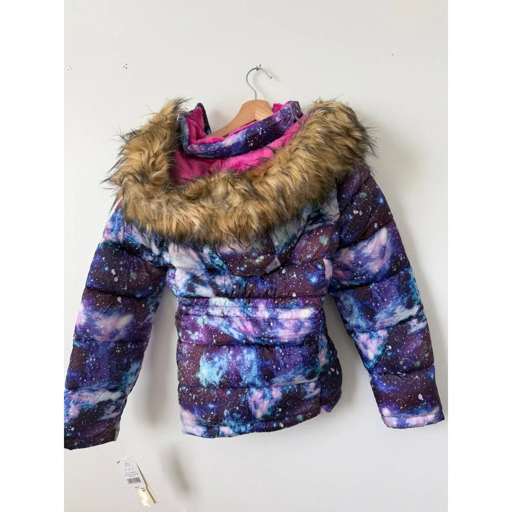 Madden Girl Girls Coat – Galaxy Print with Pink Fur Lining – Size 14/16 – NWT - Picture 4 of 4